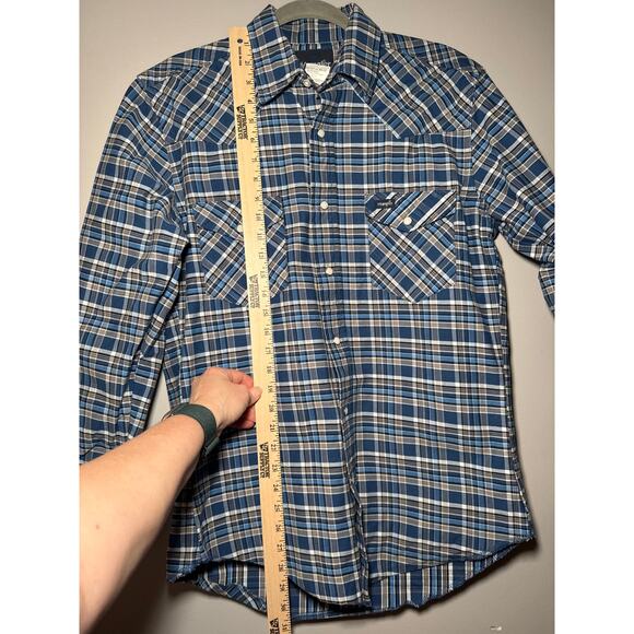 Wrangler Thick Heavy Duty Cotton Pearl Snap Western Shirt size Medium - Picture 12 of 14